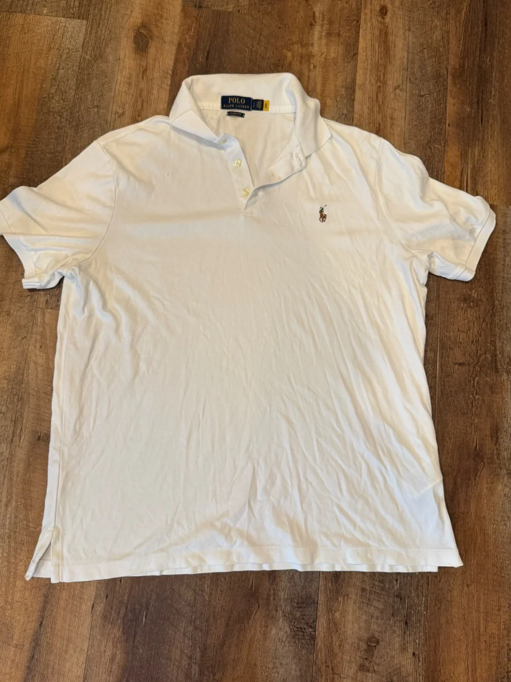 Classic men’s Ralph Lauren White Polo Shirt with Embroidered Logo large